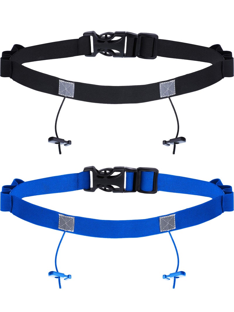 JOVITEC 2 Pieces Race Number Belt with 6 Gel Loops for Running Cycling Triathlon Marathon (Black and Blue) - Image 1